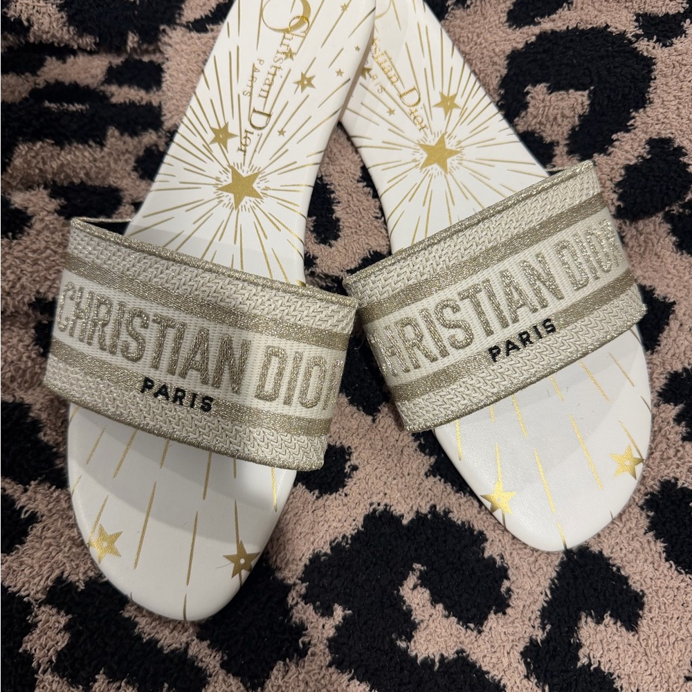 Christian Dior Beige Slide Sandals